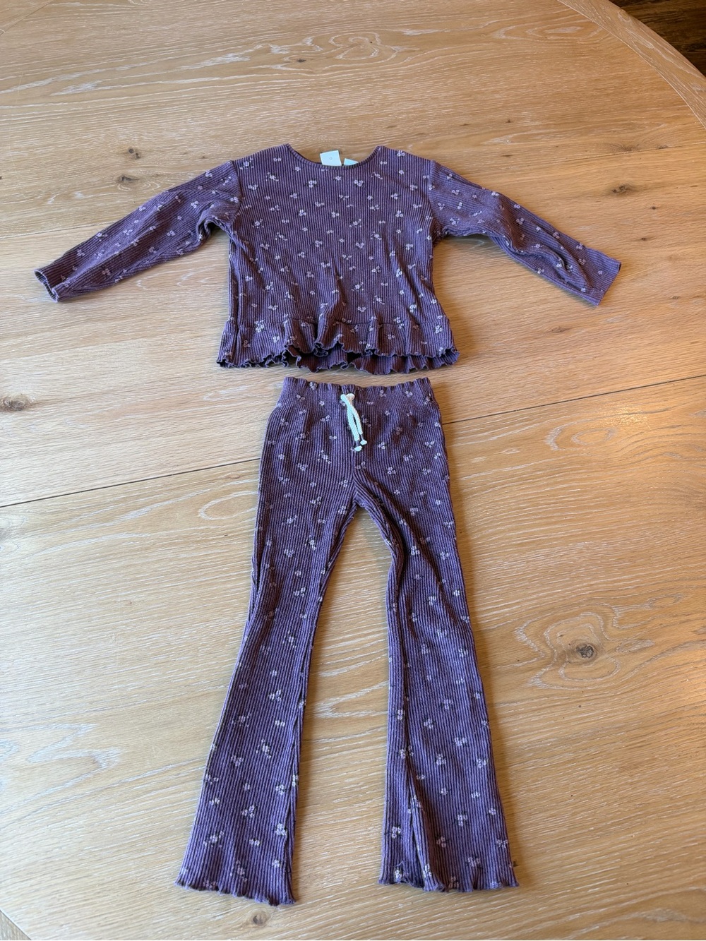 Zara Kids Purple Floral Ribbed Matching Set Size 6